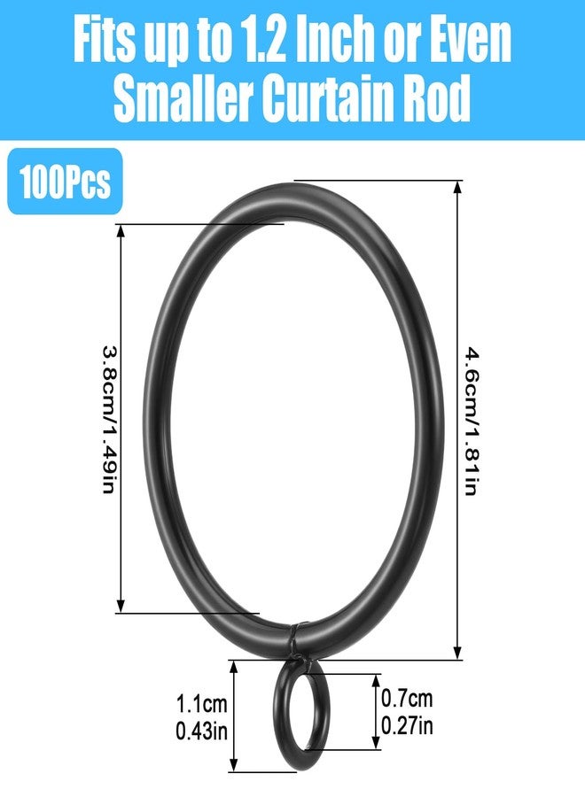 Kifmurase 100 Pack Metal Curtain Rings with Eyelets, 1.5 Inch Inner Diameter Drapery Ring for Curtain Rods Fits up to 1.2 Inch (Black) - Image 2